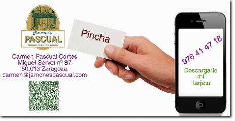 Tarjeta de visita Carmen Pascual Cortes de Jamones Pascual